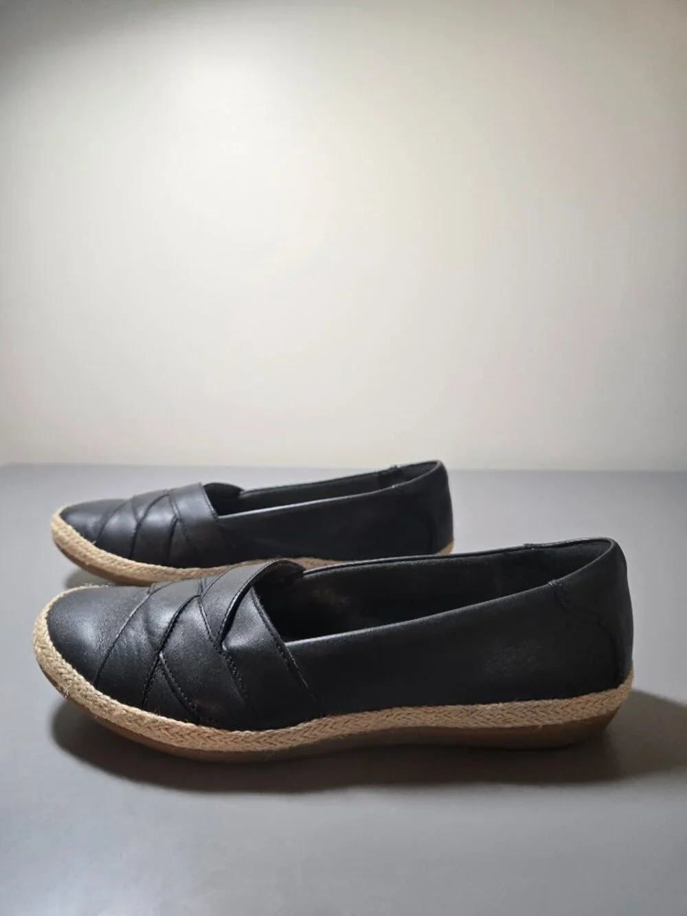 Clarks Collection Women's Danelly Shine Espadrille Black Slip On Flats Size 8